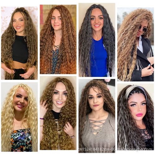 Kanekalon Fiber Ocean Water Wave Crochet Hair 30 Inch Deep Wave Braiding Hair Loose Wavy Crochet Hair Extension